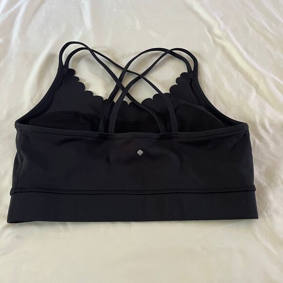 Kate Spade Black Scalloped Strappy Racerback Sports Bra Wmns Sz M - Picture 4 of 6